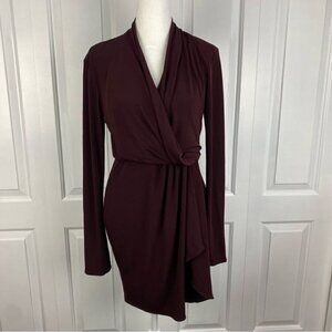 Victoria’s Secret Maroon Long Sleeve Draped Front Bodycon Dress M